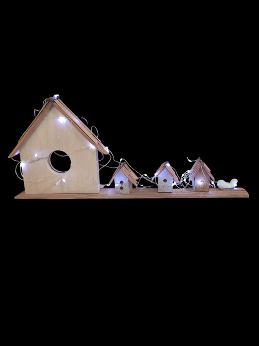 Lighted bird house decor